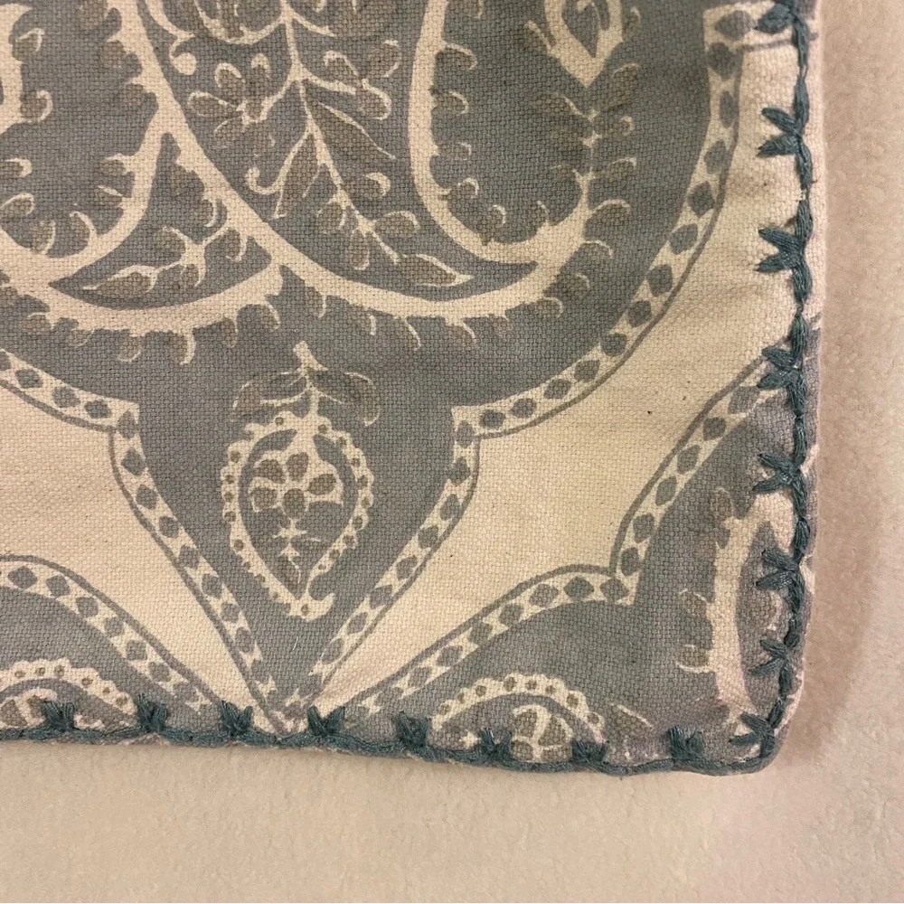 Set of 2 Pottery Barn Paisley Pillow Covers in Light Blue and Cream
